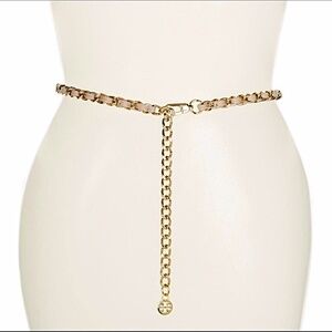 Tory Burch Women's Leather Chain Belt. Color: Light Oak/Gold